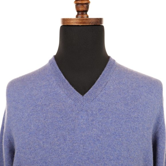 Brooks Brothers 2-Ply Scottish Cashmere Sweater Size Large V-Neck Pullover Blue - Picture 3 of 7